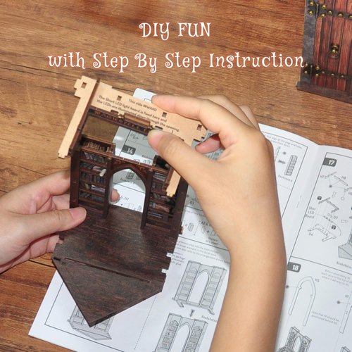 Dolphin Island DIY Book Nook Kit for Adults, Infinite Magicspell Library Booknook