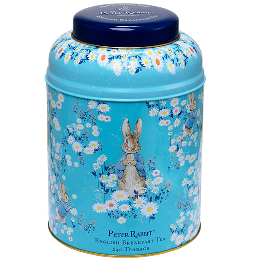 New English Teas Peter Rabbit's Daisies Tea Tin with 240 English Breakfast Teabags, Beatrix Potter