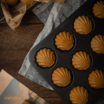 CHEFMADE Madeleine Pan, Nonstick 12 Cavity Spherical Shell Madeline Bakeware