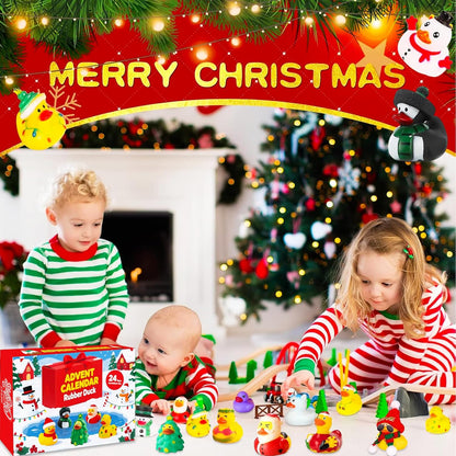 Skiennix 24 Pcs Christmas Rubber Ducks - Fidget Toys for Advent Countdown & Stocking Stuffers