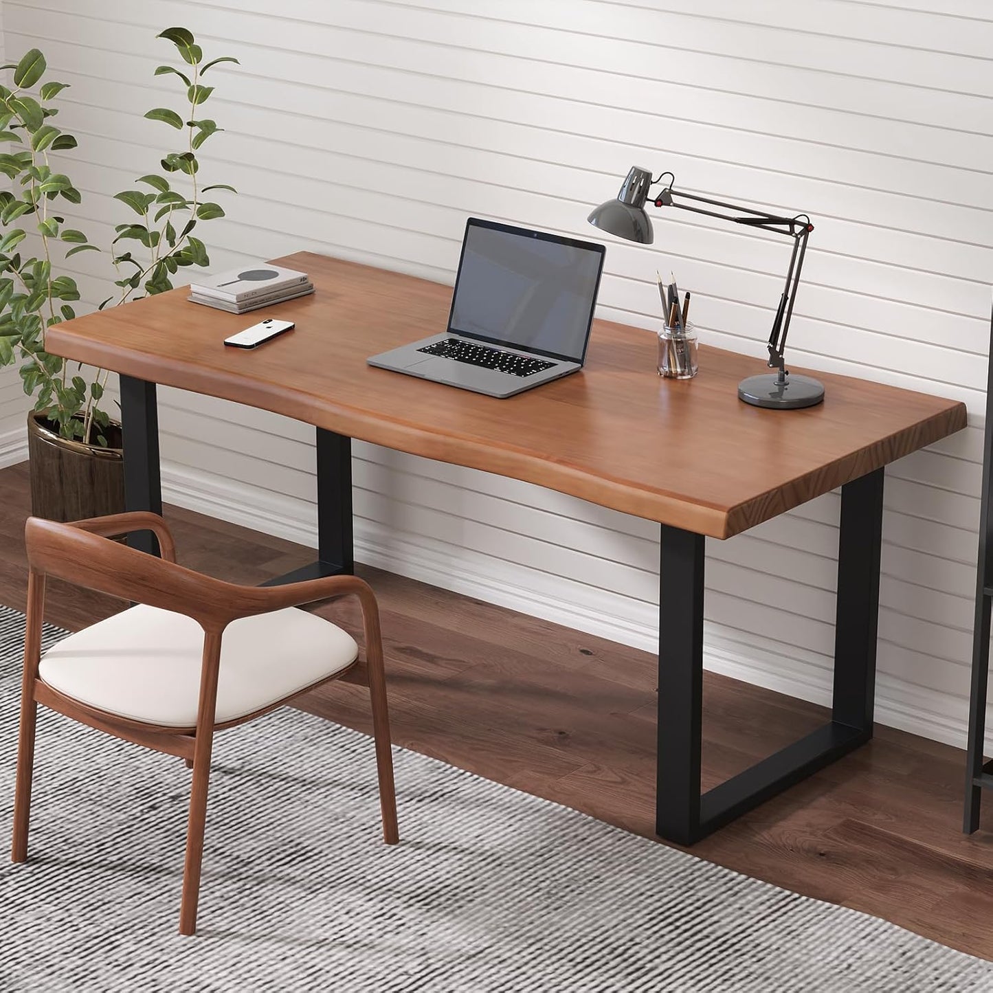 Skiennix Solid Wood Office Desk - Stylish & Durable Design | Multi-Size Options for Home or Work (Tan, 55.12 in)