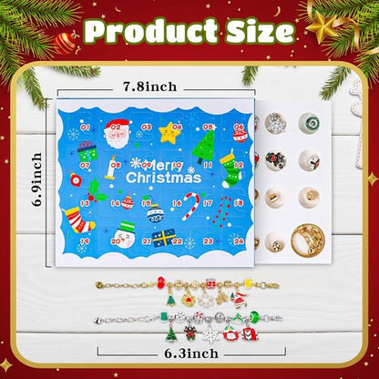 Advent Calendar Bracelets - 24-Day Christmas Countdown with DIY Charm Bracelets & Necklace Set for Teens