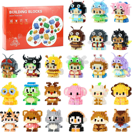 Mini Building Block Sets - 24 Animal Pack | Perfect Easter Egg Fillers & Party Favors for Kids Ages 6+