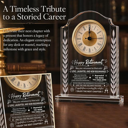 Retirement Gift - Crystal Clock Plaque for Women and Men - Variation: Retirement Gift
