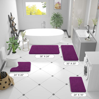 OLANLY Bathroom Runner Rugs - Extra Soft Chenille Bath Mats | Quick Dry, Machine Washable, 44x24, Purple