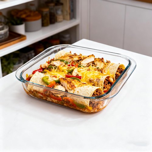 Glass Baking Dish - 2.4Qt Square 9x9 Pan With Oven Mitts - Durable Oven Safe Baking Dish