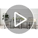 Beige Chenille Counter Height Bar Stools Set of 2 with Arms & Footrest - 26 Inch Kitchen Island Chairs