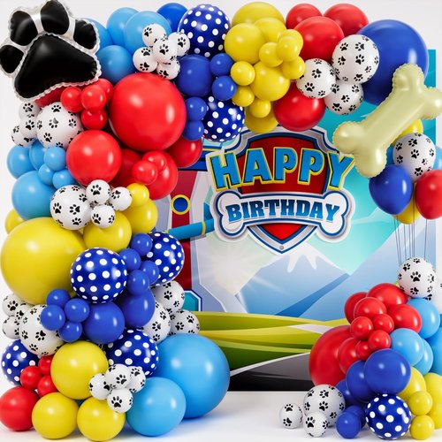 ALL-IN-1 Paw Balloons Garland Arch Kit - Bonus Dog Bone & Paw Print Balloons for Birthday Decorations | Perfect for 3rd Birthday Party