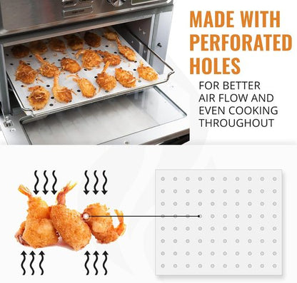Gowise Parchment Paper Sheets - Non-Stick Perforated Liners for Toaster Oven & Air Fryer | 9 x 11 Inches