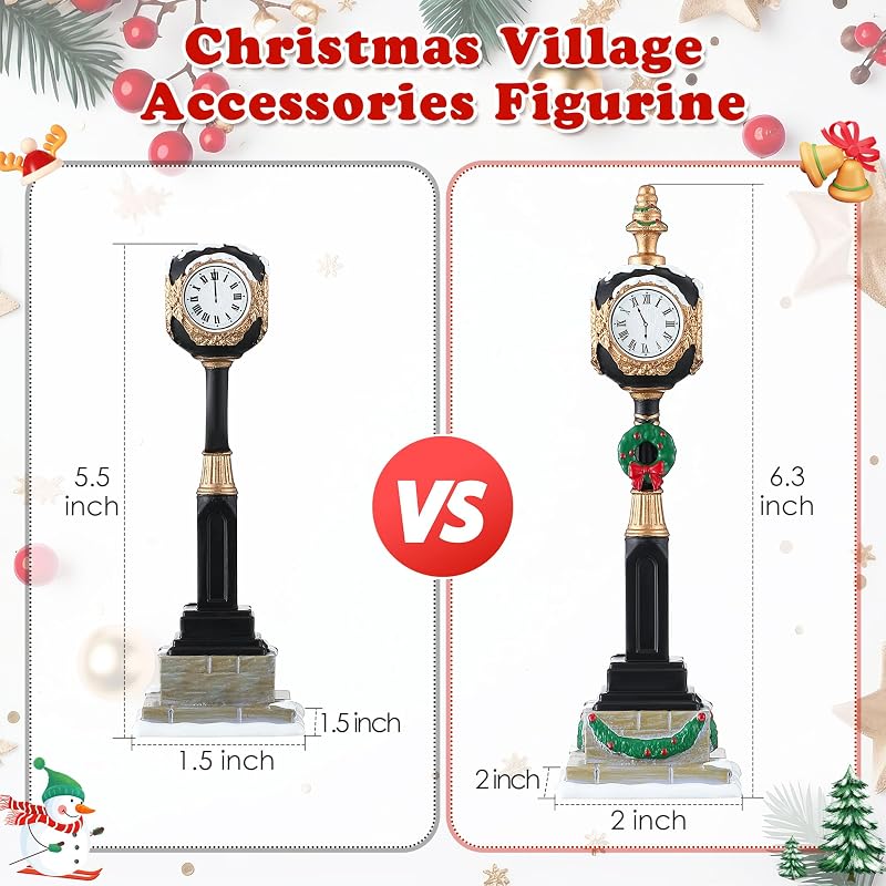 Christmas Village Clock Tower Figurine 6.3 in – 2 x 2 x 6.3 in
