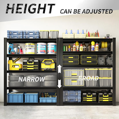 Regine Switzerland Heavy Duty Garage Shelving - 2500 LBS Capacity, Adjustable 5-Tier Metal Unit | 72"H x 35.4"W x 15.7"D