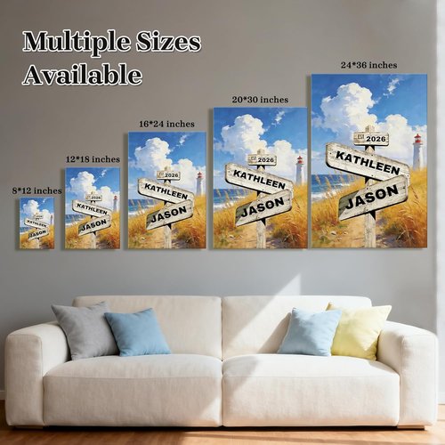 Crossroads Personalized Canvas Print - Custom Name & Date Wall Art for Couples | Perfect Valentine's Day Gift, 8x12