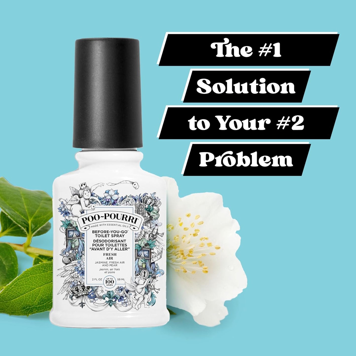 Poo-Pourri Before-You-Go Toilet Spray - Fresh Air & Mint, 2 Fl Oz | Jasmine Scented Solution