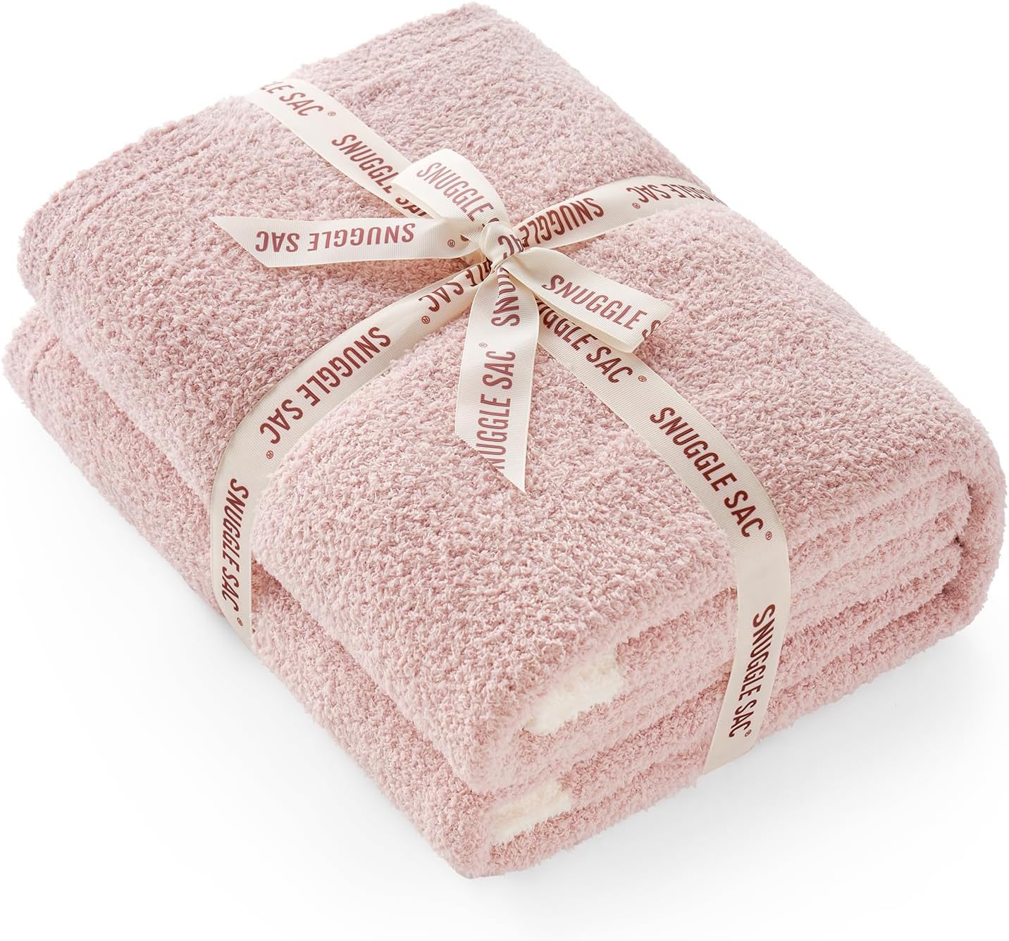 Snuggle Sac Ultra Soft Throw Blanket - Reversible Pink Microfiber | Cozy 50x60 Inches for Couch & Bed