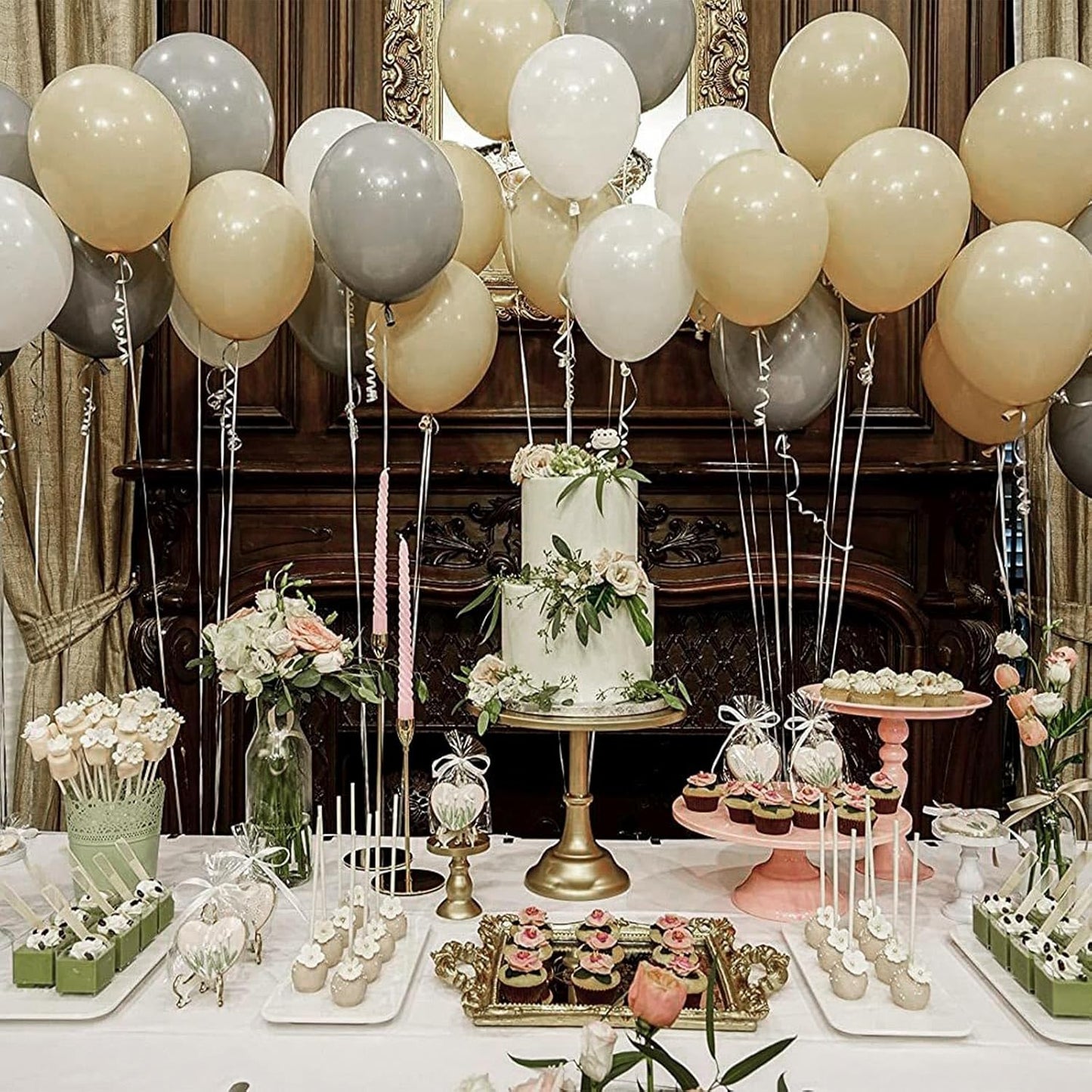 PartyWoo Cream Balloons - 120 Pcs in Beige, Ivory & Nude | Perfect for Graduation & Baby Showers