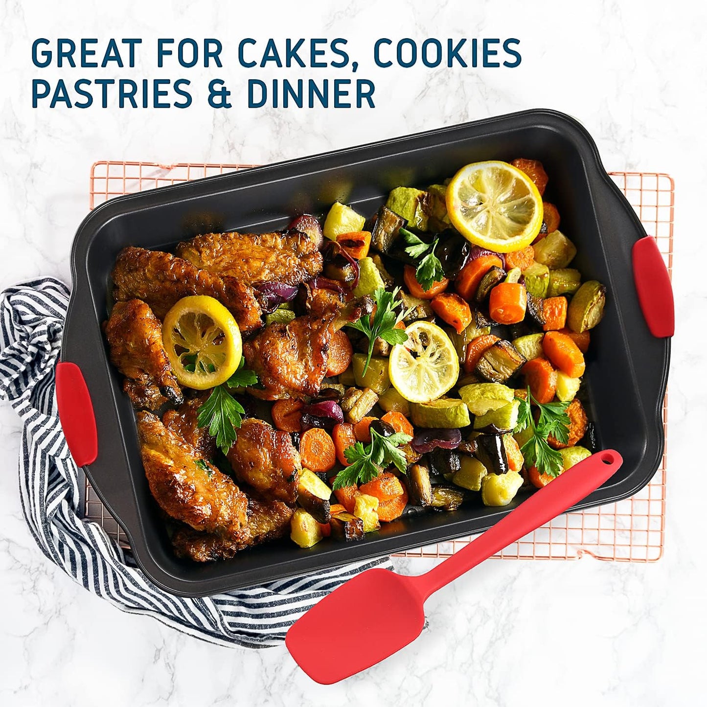 Skiennix 15-Piece Nonstick Baking Pan Set - Premium BPA-Free Bakeware with Cookie Sheets, Muffin Pan & Utensils | Black