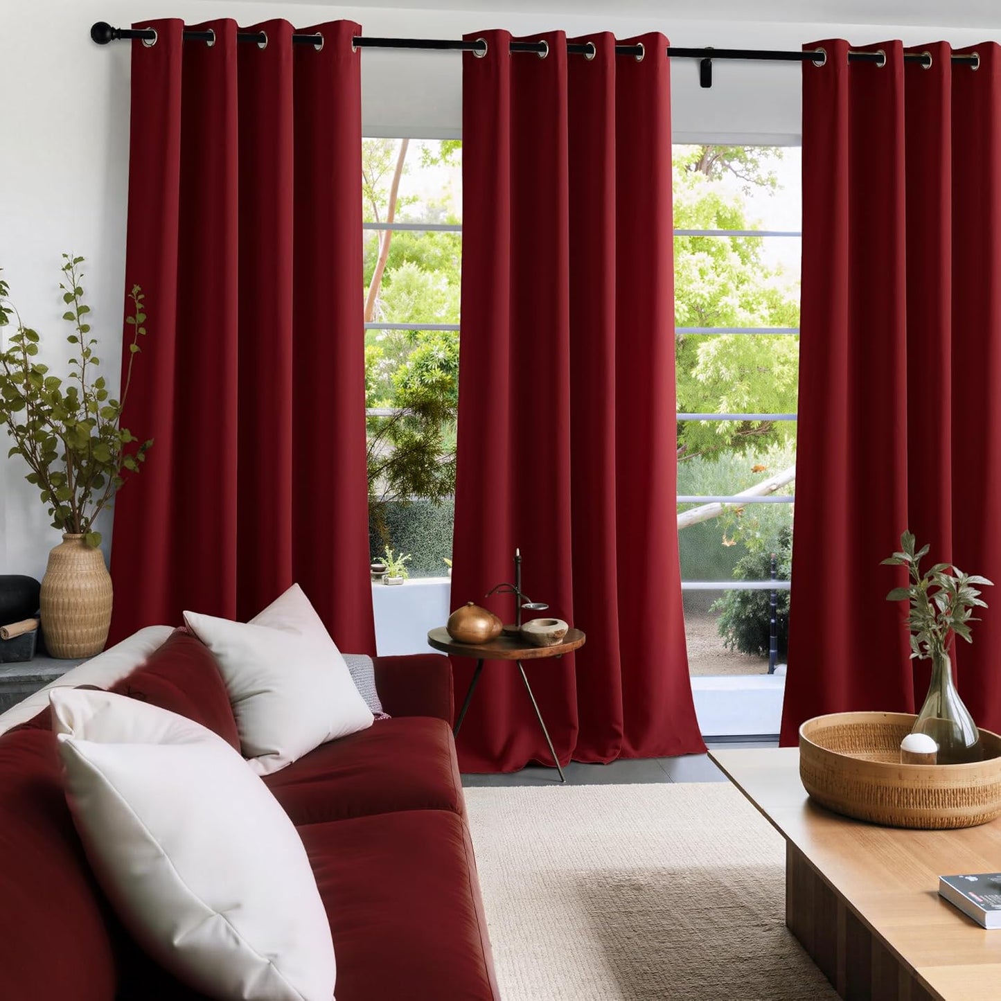 NICETOWN Room Darkening Curtains - Burgundy Red Drapery Panels, 2 Pack | W52 x L84