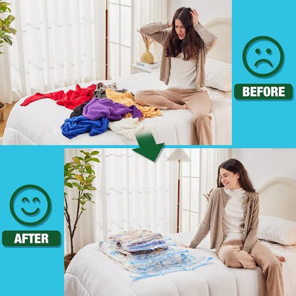 HIBAG Vacuum Storage Bags - 10 Jumbo & Large Space Saver Bags with Zipper Closure for Clothing & Bedding