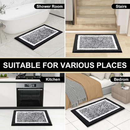 OLANLY Microfiber Bath Rugs - Extra Soft, Absorbent & Non-Slip | 24x16 Black Quick-Dry Shaggy Mats