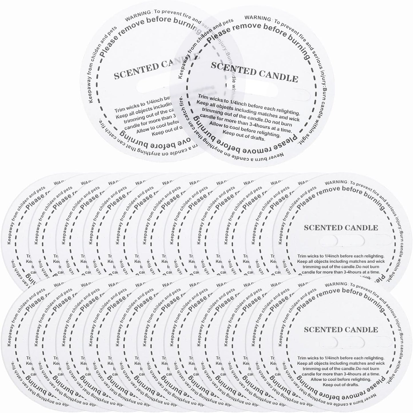 MECCANIXITY Candle Dust Covers - 60 Pcs Round 5cm Translucent Drip Protectors for Craft Jars | Letter Pattern