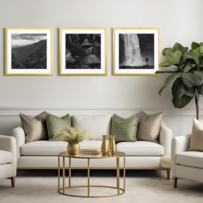 Yaetm 20x20 Gold Picture Frame Matted to 16x16, Set of 3, Thin Large Square Frame for Gallery Wall Display, Hanging Hardware Included (3 Pack, Gold)