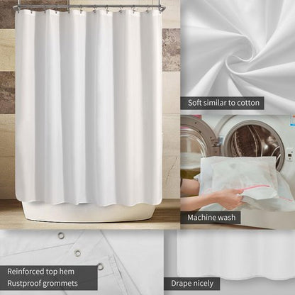 ALYVIA SPRING Extra Wide Fabric Shower Curtain Liner Waterproof - 108" x 72", Soft & Lightweight Wide Shower Curtain with Magnets, Machine Washable - 108x72, White