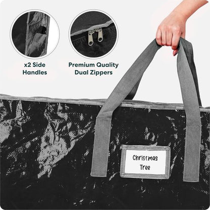 Christmas Tree Storage Bag | Durable Waterproof Zippered Bag for 9 Foot Artificial Trees - Protects Against Dust & Moisture (Black)
