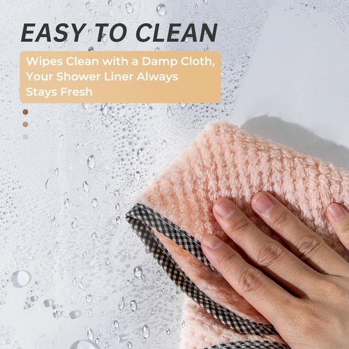 AmazerBath Plastic Shower Curtain, 72 x 65 Inches PEVA Heavy Duty White Shower Curtain, Waterproof Heavy Weight Thick Bathroom Curtain with 3 Big Clear Weighted Stones and 12 Rustproof Grommets