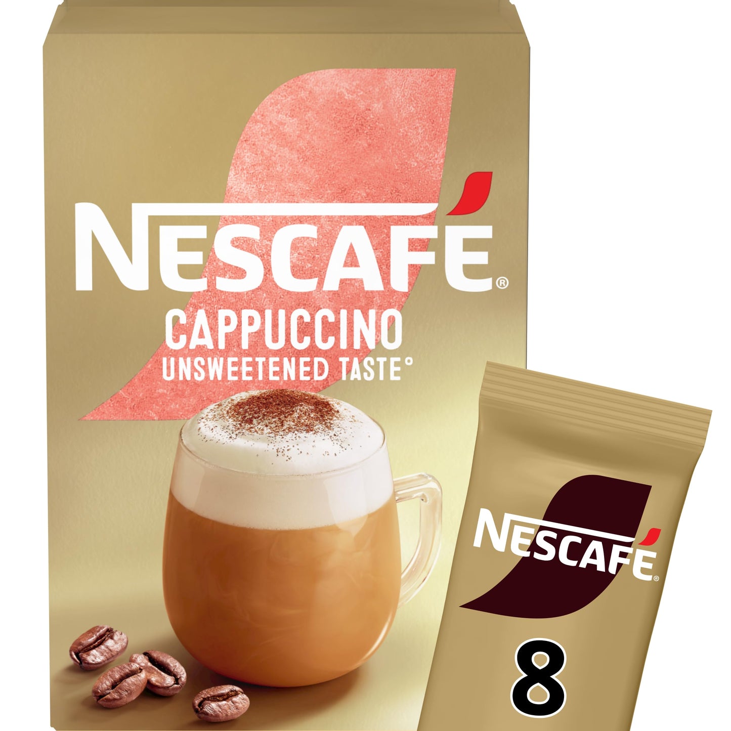 Nescafe Gold Cappuccino Unsweetened Taste Coffee, 8 x 14.2 g