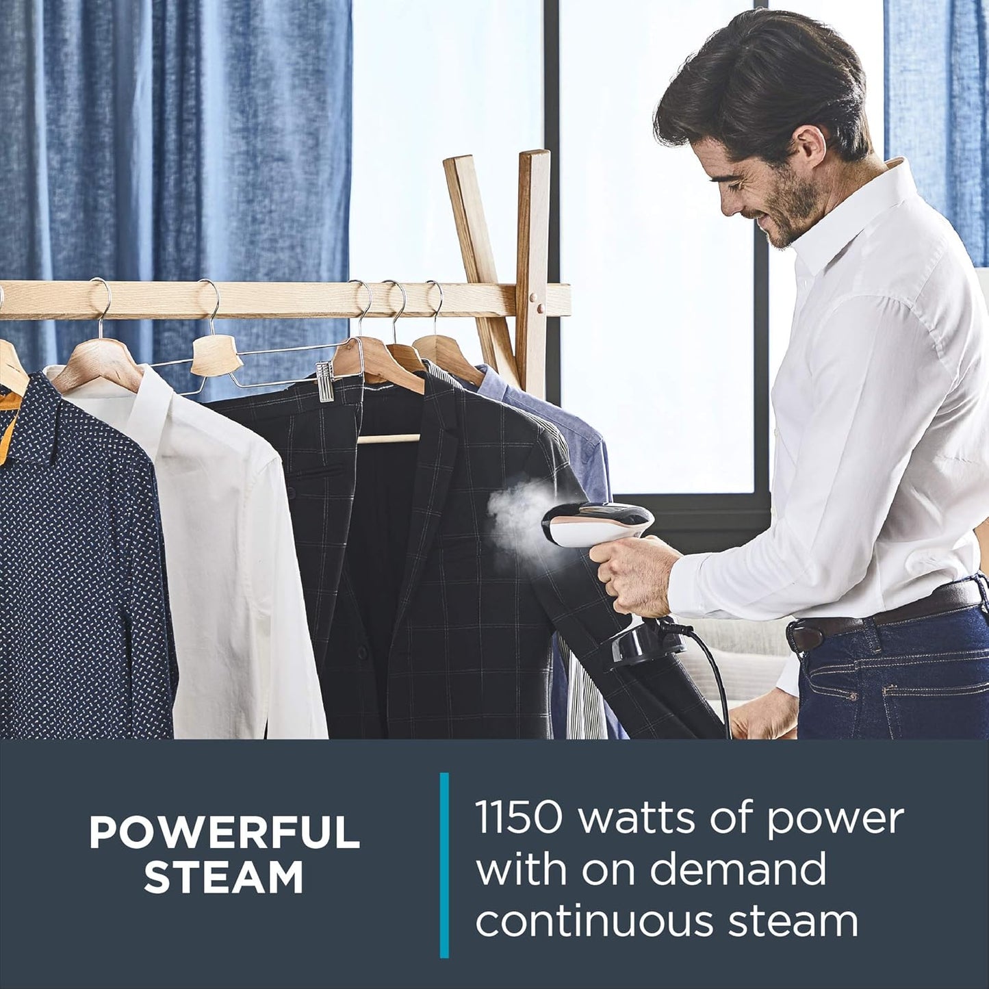 Rowenta Handheld Clothes Steamer - 15-Second Heat-Up, 4 Ounce Capacity, Portable & Travel-Friendly, White | DR3030