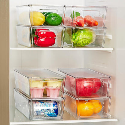 Vtopmart Clear Storage Bins - 8-Piece Stackable Organizers with Lids for Kitchen & Pantry