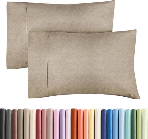 King Pillow Cases by [Brand Name] - Ultra Soft Hotel Quality Covers | Comfy, Wrinkle-Free, Fade Resistant - 2 Piece Set in Heathered Beige