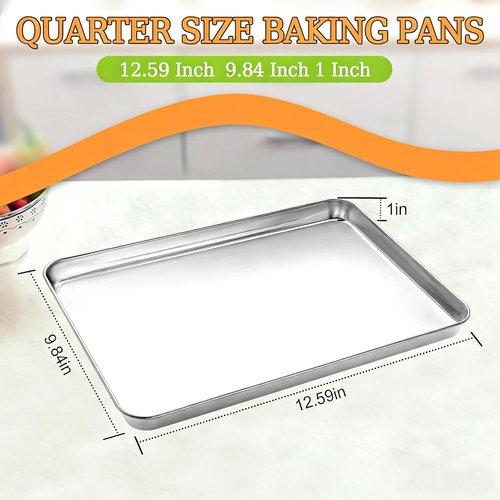 CEKEE Stainless Steel Baking Sheets - Heavy Duty & Easy Clean 2-Piece Set | 12.59 x 9.84 x 1 Inch