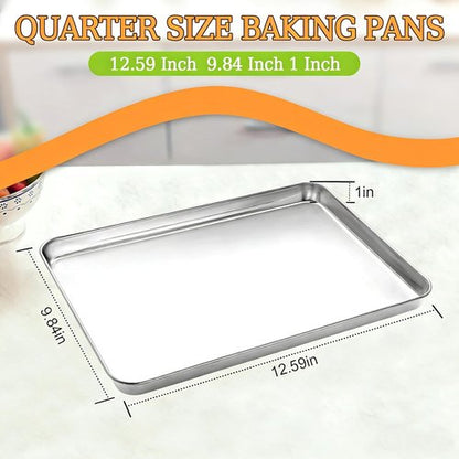 CEKEE Stainless Steel Baking Sheets - Heavy Duty & Easy Clean 2-Piece Set | 12.59 x 9.84 x 1 Inch