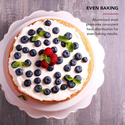 KitchenAid Round Cake Pan - Nonstick Swiss Engineered Aluminized Steel, Dishwasher Safe, 9 Inch, Contour Silver