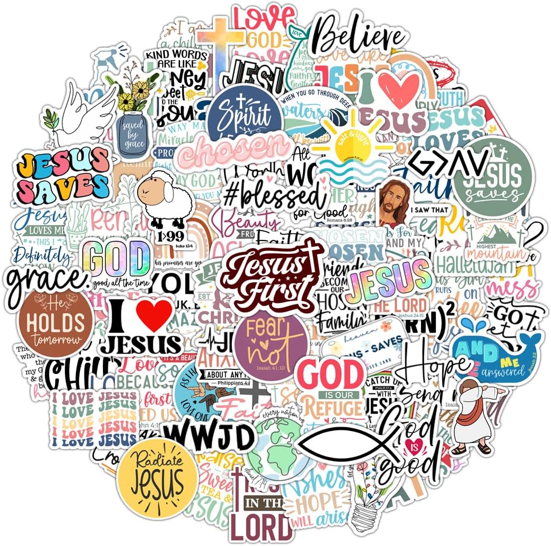 Skiennix 100 Pack Christian Stickers - Waterproof Vinyl Bible Verse Designs for Kids & Teens