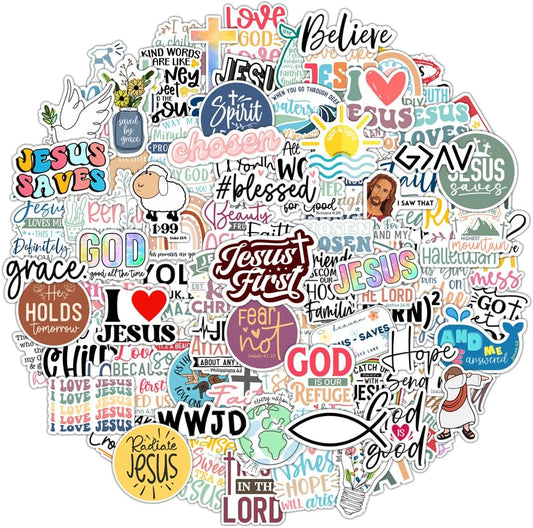 Skiennix 100 Pack Christian Stickers - Waterproof Vinyl Bible Verse Designs for Kids & Teens