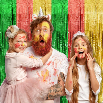 Skiennix Hawaii Party Backdrop - Vibrant Foil Fringe Curtains for Summer Celebrations | 2 Pack