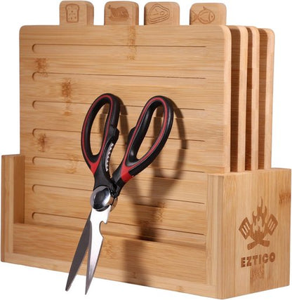 Bamboo Cutting Board Set by [Brand Name] - 4-Piece Charcuterie & Chopping Boards | BPA-Free, Juice Groove