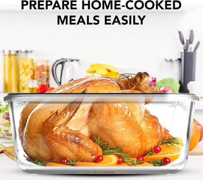 Razab Glass Food Storage Containers - 10 Cups/80 Oz, 4-Piece Set with Airtight Locking Lids | BPA-Free, Leak-Proof, Microwave & Oven Safe