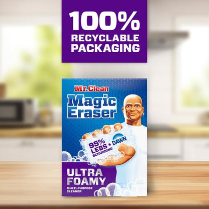 Mr. Clean Magic Eraser Foaming Sponge, All Purpose Cleaner, Dawn Cleaning Power, Wall Cleaner, Sneaker Cleaner, Oven Cleaner, Kitchen, Bathroom, Shower Cleaning Supplies, Scrubber, Ultra Foamy, 5ct