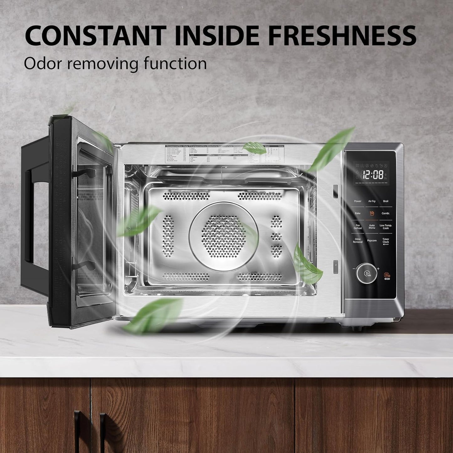 TOSHIBA Air Fryer Combo - 8-in-1 Countertop Microwave Oven with Convection & Broil | 1.0 Cu.ft, Black Stainless Steel