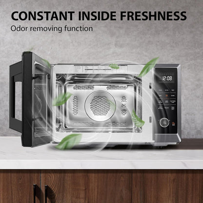 TOSHIBA Air Fryer Combo - 8-in-1 Countertop Microwave Oven with Convection & Broil | 1.0 Cu.ft, Black Stainless Steel