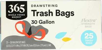 365 by Whole Foods Market | Flextra Strength 30 Gallon Drawstring Trash Bags - 25 Count Pack