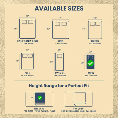 Utopia Bedding Twin Size Mattress Protector - Waterproof Terry Cover with Deep Pockets | Soft & Breathable Beige