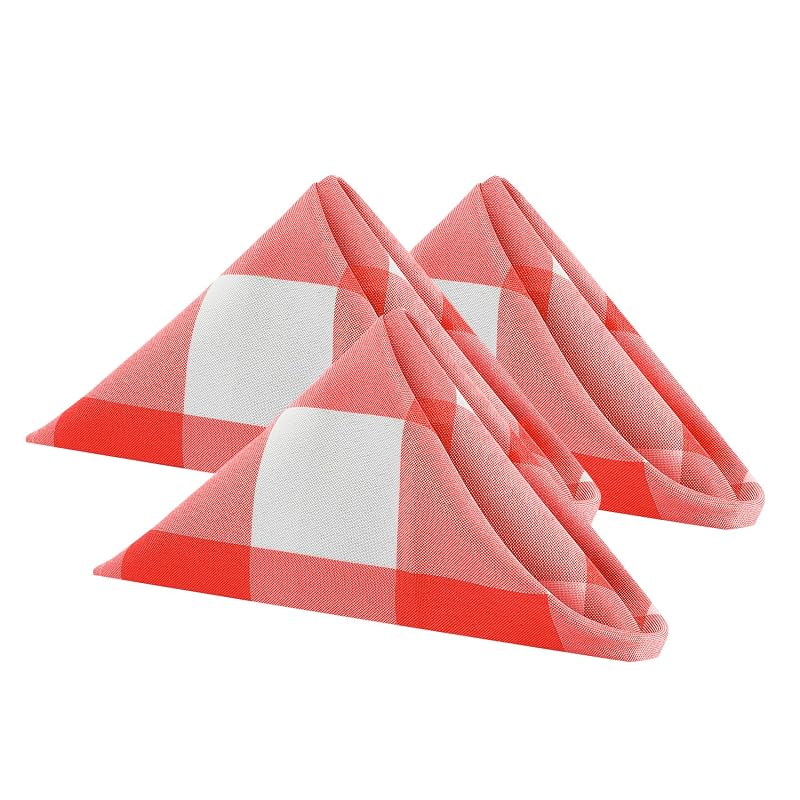 Buffalo Plaid Table Napkins Set of 50, 17x17 Inch, Waterproof Gingham Pattern (Red & White) - Candy Clean Washable