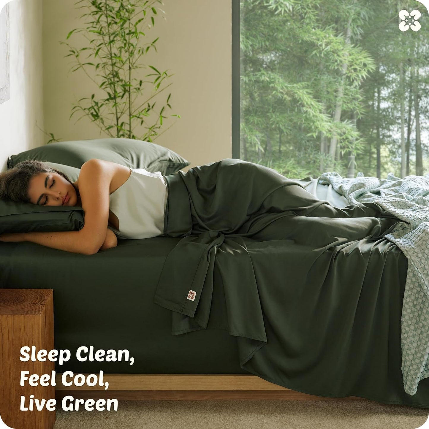 Bedsure Bamboo Viscose Queen Sheet Set - Cooling Luxury Bedsheets for Hot Sleepers | Silky Soft & Oeko-Tex Certified | 18" Deep Pocket [Olive Green]