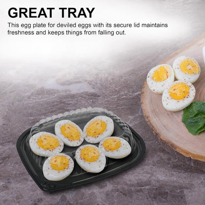 MT Products Clear Deviled Egg Containers - Durable Egg Platter Tray for 6 Eggs | Pack of 12, Made in USA