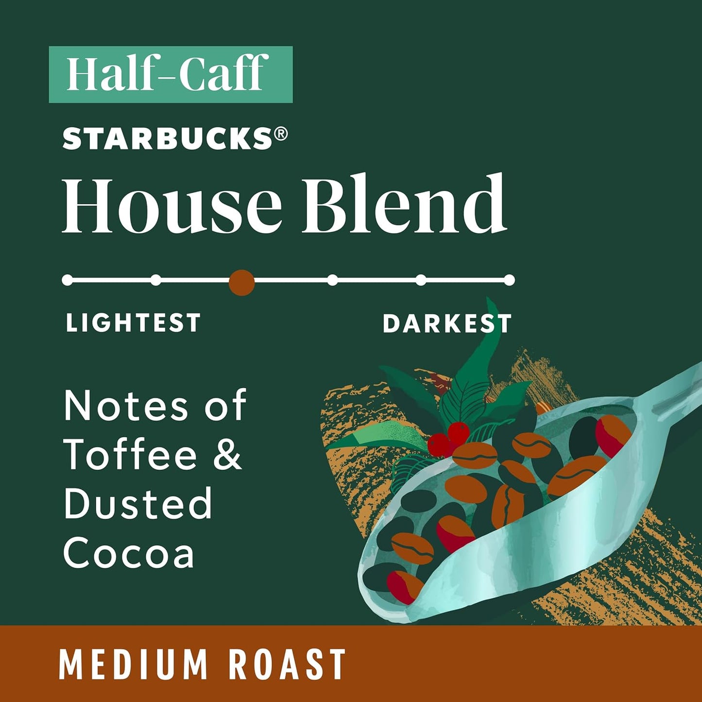 Starbucks K-Cup Coffee Pods - Medium Roast Half-Caff House Blend | 60 Pods for Hot or Iced Coffee