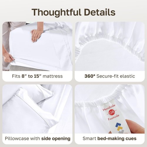 California Design Den Twin Sheet Set - 100% Cotton, 400 Thread Count, Silky Smooth & Breathable - White